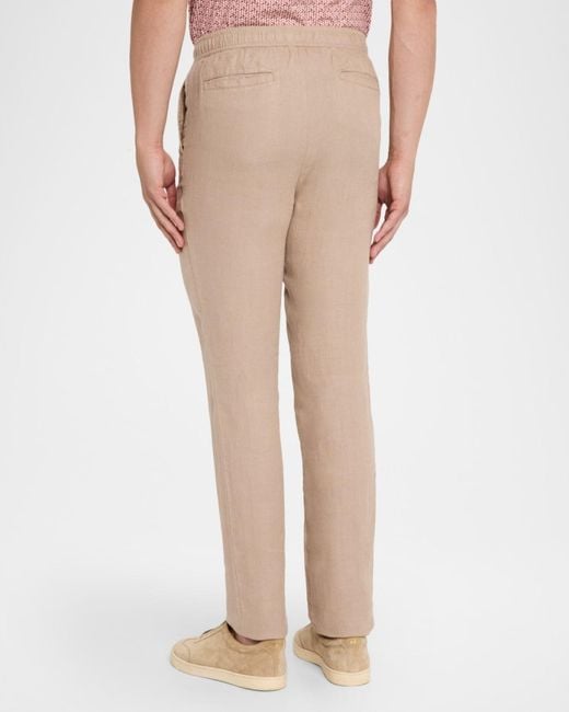 Bugatchi Natural Apos;S Tristan Linen Drawstring Pants for men