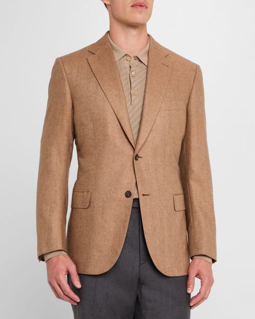 Brioni Natural Apos;S Herringbone Blazer for men