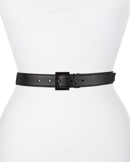 Saint Laurent White Tonal Ysl Monogram Leather Belt