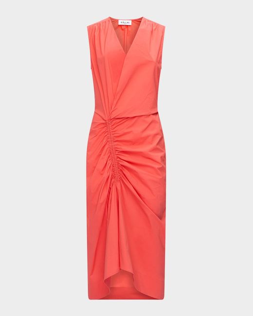 Callas Milano Agnes V-Neck Gathered Wrap Sleeveless Dress
