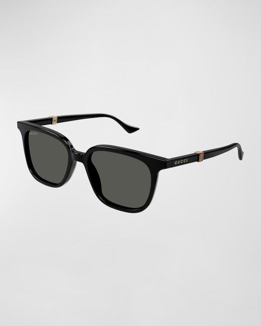 Gucci Black Acetate Rectangle Sunglasses for men