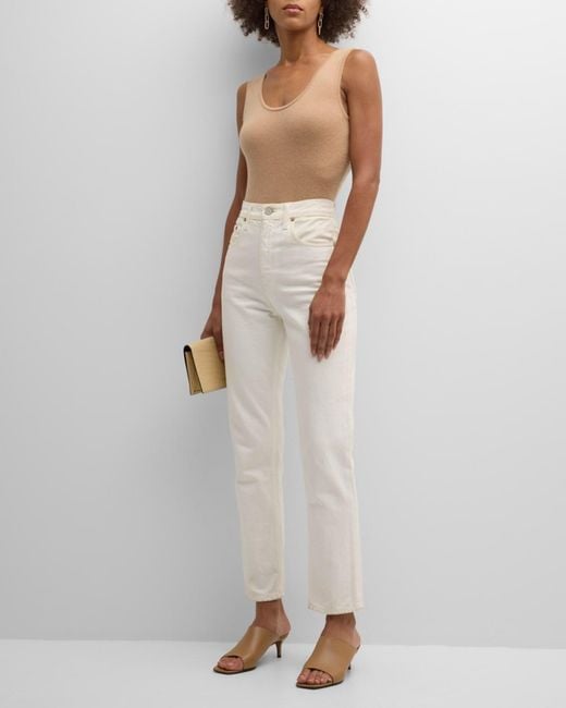 Neiman Marcus Natural Cashmere Basic Tank Top