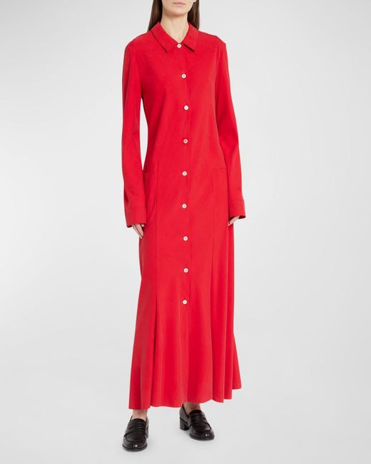 The Row Red Myra Button-front Shirtdress