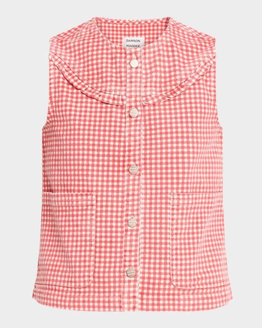Damson Madder Pink Mari Gingham Button-Front Top