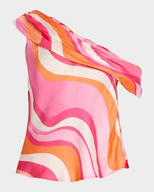 Ramy Brook Pink Sol One-Shoulder Top