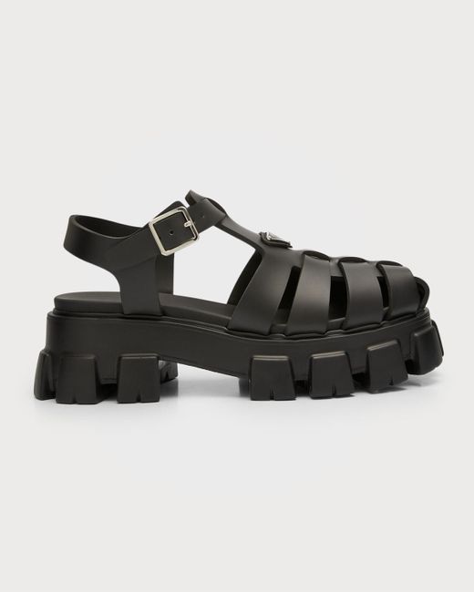 Prada Black T-Strap Brushed Leather Mary Jane Shoes for men
