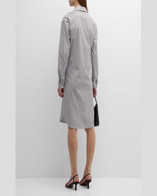 Brochu Walker Gray Ashland Striped Tie-waist Midi Shirtdress