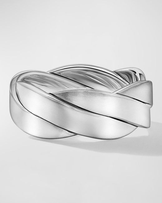 David Yurman Gray Dy Helios Band Ring In Silver, 9mm for men