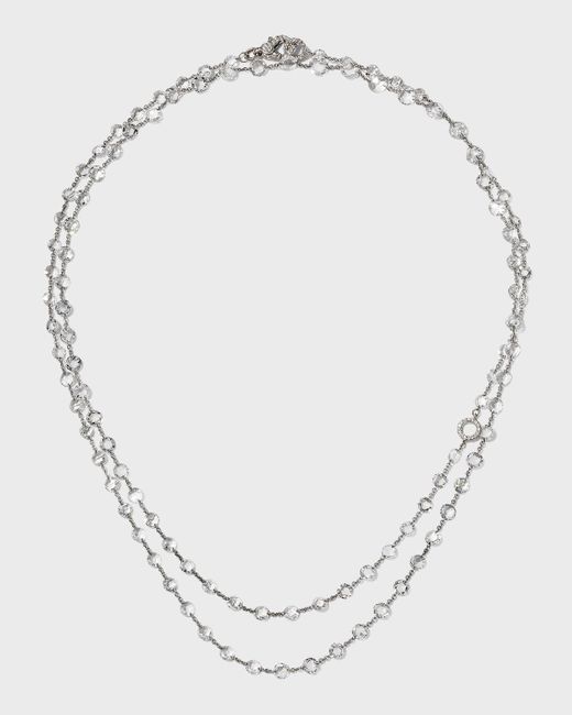 64 Facets White Rose-cut And Brilliant-cut Floating Diamond Necklace, 32"l