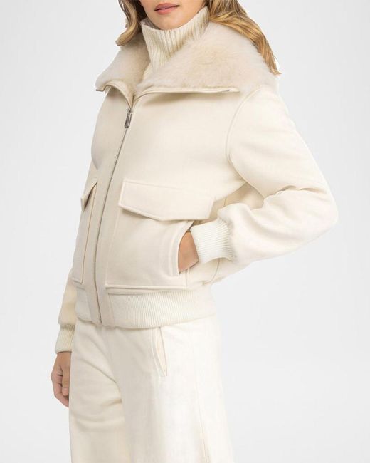 Gorski Natural Jacket With Select Lamb Shearling Collar