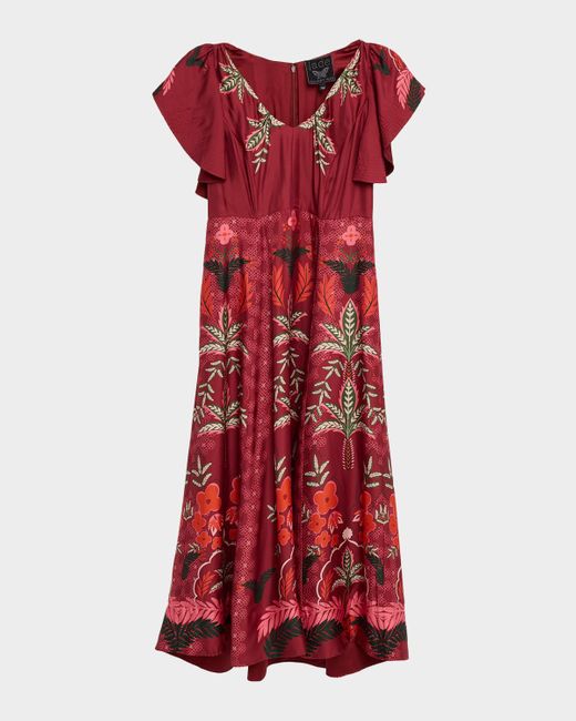 Johnny Was Women's Red Annamay Floral & Geometric-Print Midi Dress