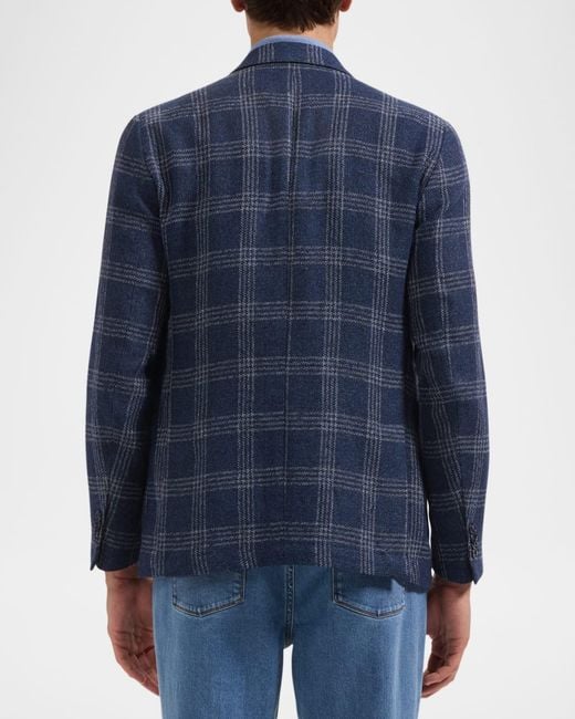 Bugatchi Blue Apos;S Windowpane Two-Button Blazer for men