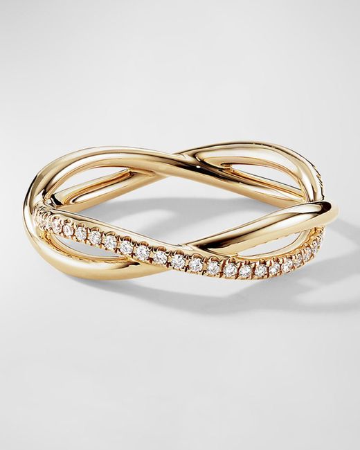 David Yurman Metallic Dy Lanai Band Ring With Diamonds In 18k Gold, 4.18mm