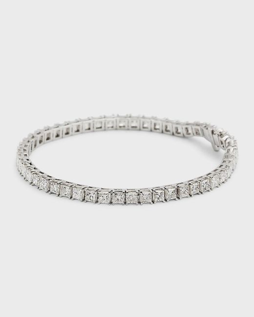 Neiman Marcus Metallic 18k White Gold Princess-cut Diamond Bracelet, 7"l