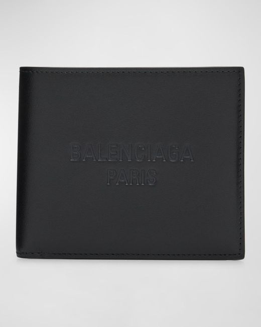 Balenciaga Black Duty Free Embossed Logo Leather Bifold Wallet for men