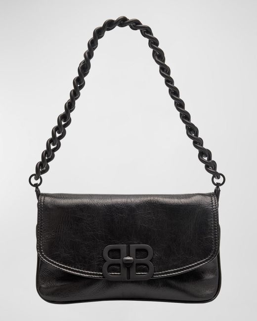 Balenciaga Black Flap Leather Chain Shoulder Bag