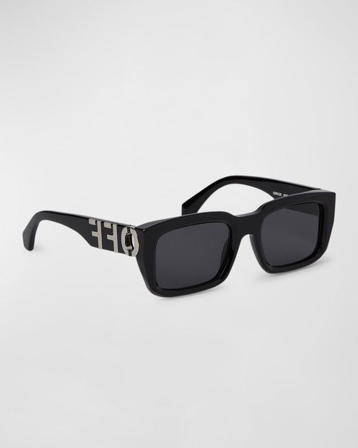 Off-White c/o Virgil Abloh Black Hays Acetate Rectangle Sunglasses for men
