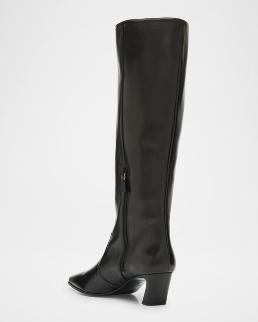 Stuart Weitzman Black Stassi Leather Knee-High Boots