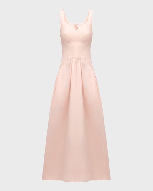 Alexander McQueen Pink Sweetheart-Neck Sleeveless Gathered Midi Dress