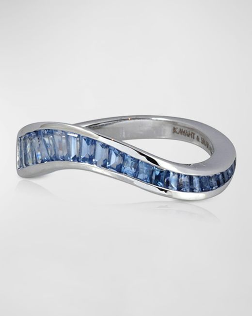 Kavant & Sharart 18k White Gold And Blue Sapphire Wavy Ring