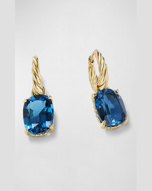David Yurman Blue Marbella Hoop Earrings With Gemstone