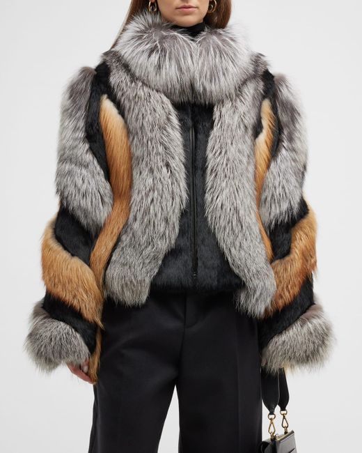 Kelli Kouri Gray Fox Fur Bomber Jacket