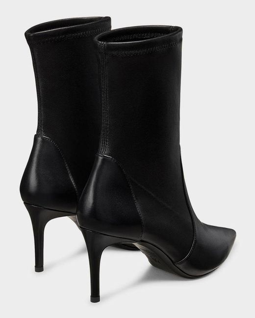 Stuart Weitzman Black 75Mm Stuart Power Leather Booties