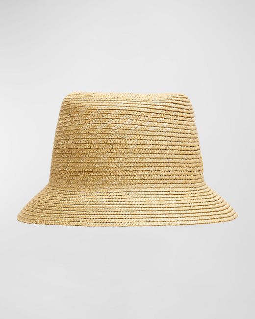 Saint Laurent Natural Ysl Straw Bucket Hat