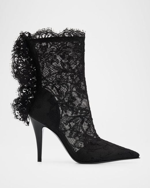 Alexander McQueen Black Heron Lace Ankle Boots
