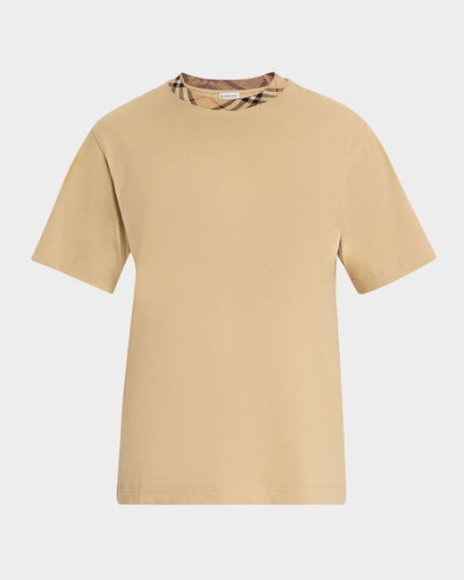 Burberry Natural Check-Trim Crewneck T-Shirt for men
