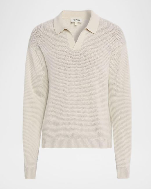 FRAME White Knit Wool And Cashmere Johnny Collar Sweater for men