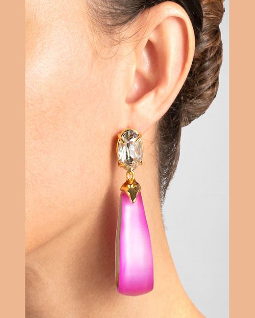 Alexis Pink Bonbon Crystal Lucite Teardrop Hoop Earrings