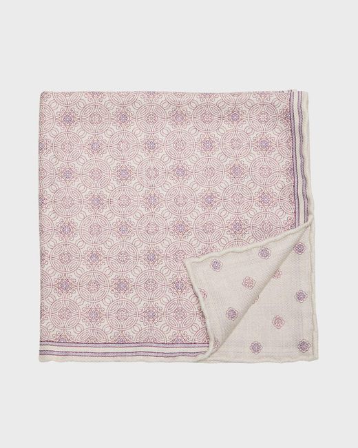 Brunello Cucinelli Pink Geometric-Print Silk Pocket Square for men