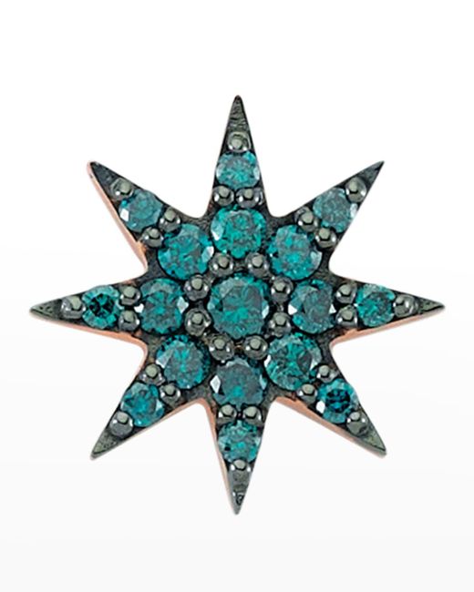 BeeGoddess Green Venus Star Blue Diamond Earring, Single