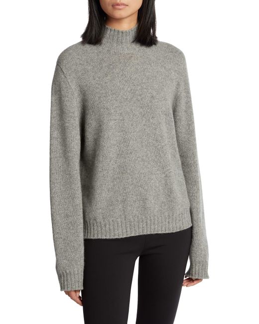 The Row Gray Kensington High-neck Cashmere Sweater