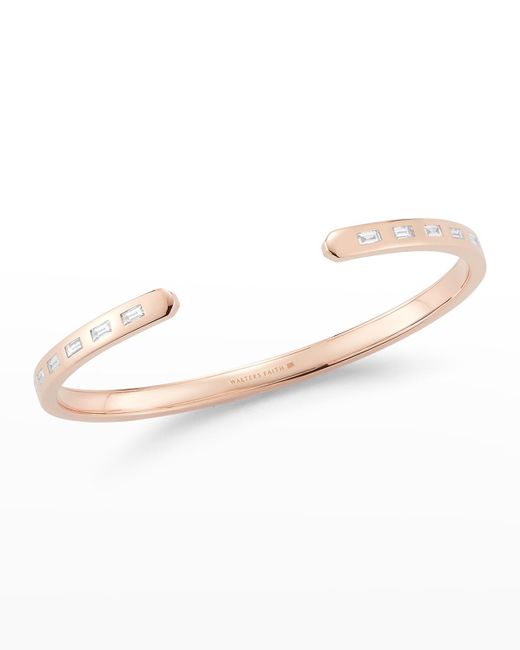 Walters Faith White Ottoline Rose Gold Narrow Cuff With Gypsy-set Baguette Diamonds