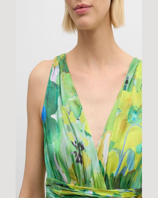 Kobi Halperin Green Gail Tiered Floral-Print Maxi Dress