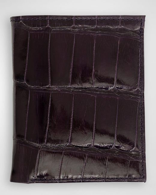 Abas Black Glazed Alligator Leather Bifold Wallet for men
