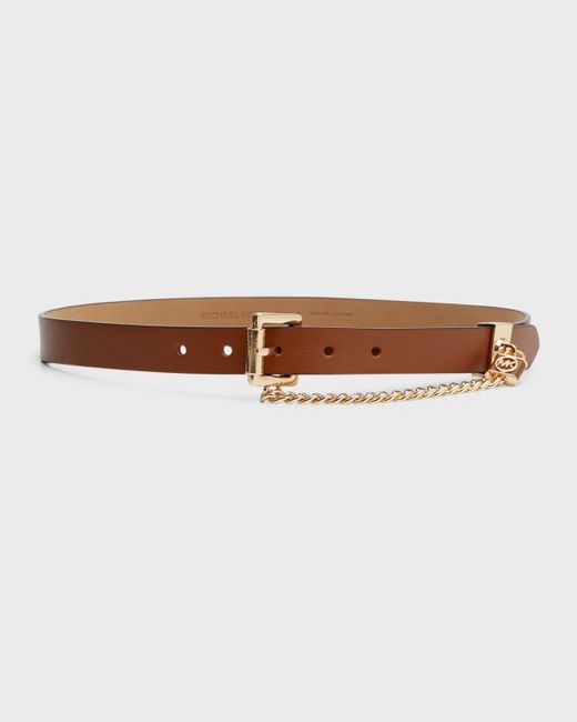 Michael Kors Brown Swag Chain Leather Belt