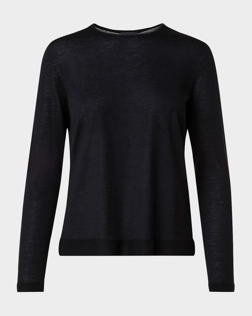 Akris Black Fine Gauge Cashmere Silk Sweater