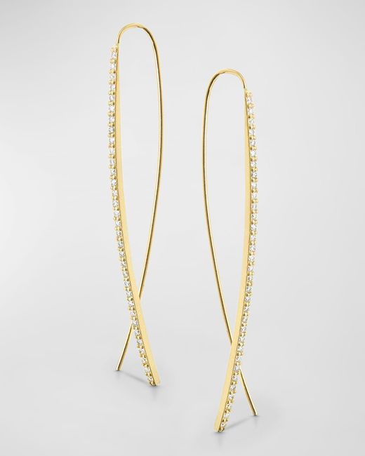 Lana Jewelry White 14k Gold Flawless Narrow Upside Down Diamond Hoop Earrings
