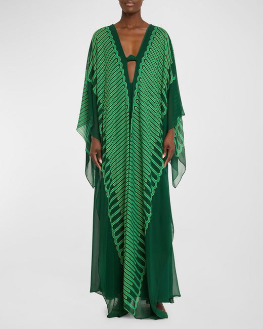 Johanna Ortiz Green Tejiendo El Tropico Silk Tunic Dress