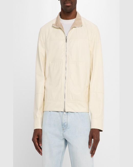 Brunello Cucinelli Natural Two-Tone Reversible Leather Jacket for men