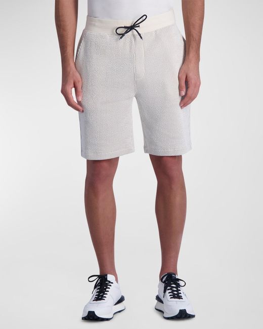 Karl Lagerfeld White Textured Drawcord Shorts for men
