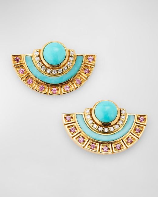 Sorellina Metallic 18K Stud Earrings With, Sapphires And Gh-Si Diamonds