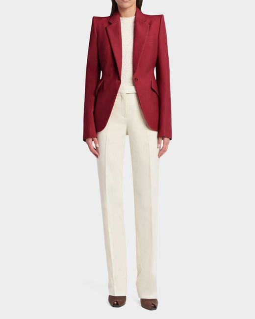 McQueen Red Certified Wool Mohair Single-Breasted Jacket