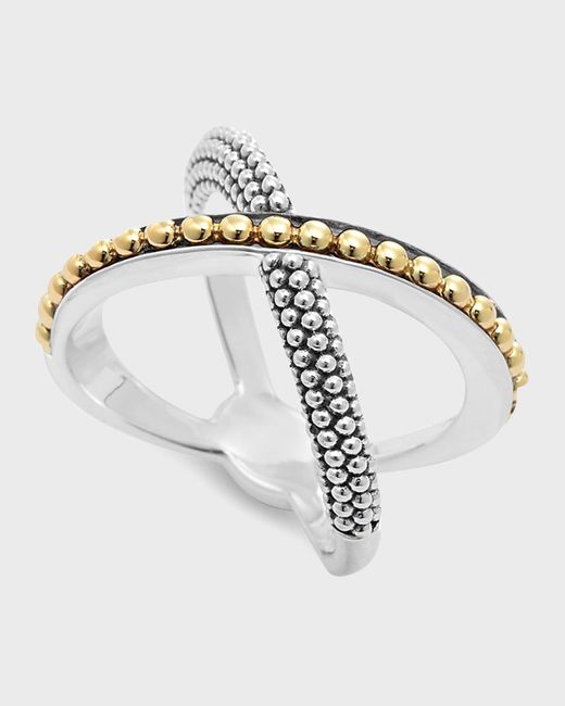 Lagos Metallic Sterling Silver & 18k Infinity Crossover Ring