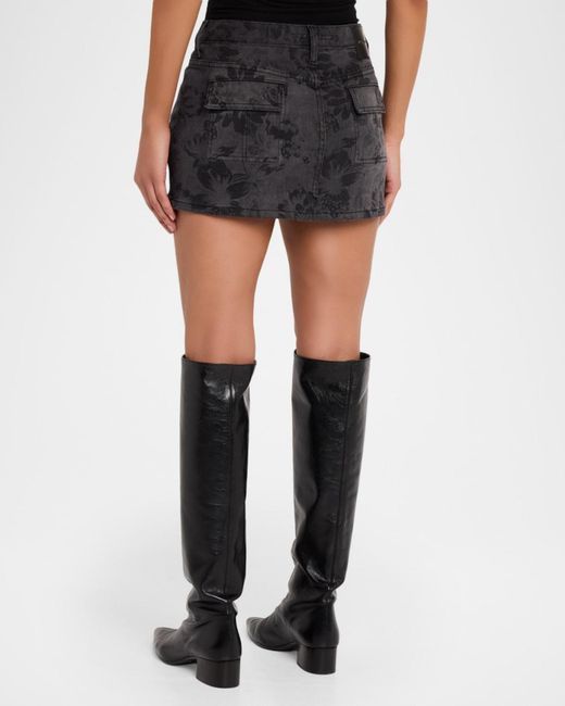 Cout de la Liberte Black Floral Denim Mini Skirt