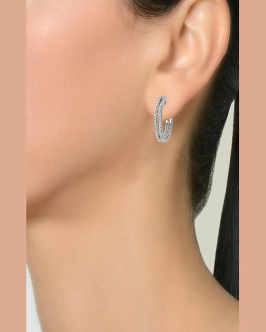 Bridget King Jewelry Metallic 14k Open Bar Diamond Huggie Earrings