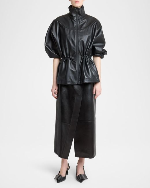 Givenchy Black Leather Drawstring Tracksuit Jacket